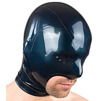 House Of Dasein Latex Gummi Hood Rubber Face Game Mask With Mesh Holes For Men And Women S Lm286 - Black 3 - S