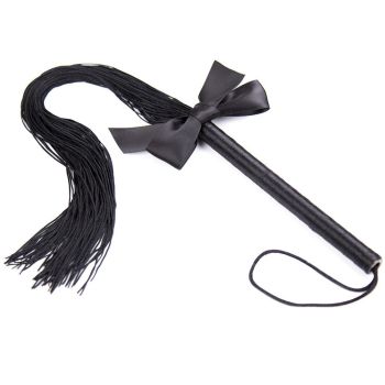 House Of Dasein 45Cm Black Silk Flogger With Ribbon Bow Bdsm Impact Play