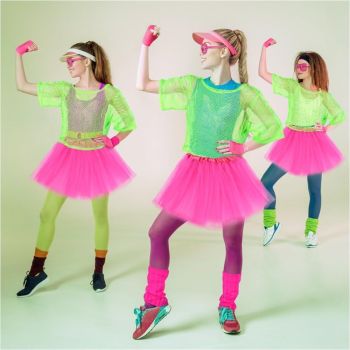 80S Neon Party Clothes Costume Accessories Set 1980S Retro Theme Decoration Outfit For Women Girls B 1Pcs