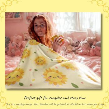 Story Nest Books Sunflower Snuggle Blanket For Cozy Warm Hugs | 60"X80" Velveteen Plush