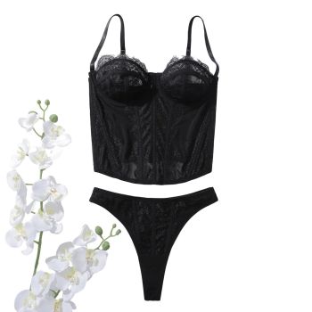 House Of Dasein Lace Bra Set Sexy Mesh Perspective Fun Strap Underwear - M