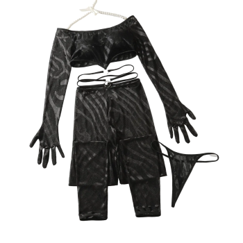 House Of Dasein Perspective Hot Girl Set Sexy Temptation Nightlife Underwear 3 Piece - Black - L