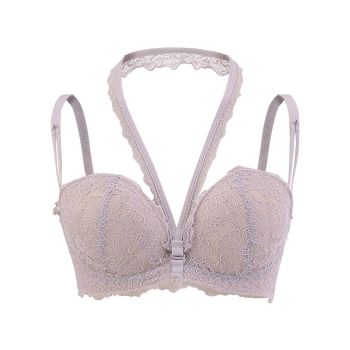 House Of Dasein Bra With Chest Cushion Lace Neck Strap Suspender Underwear - Purple - 36