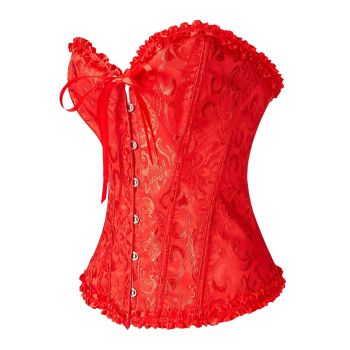 House Of Dasein Body Shaping Base Clothes Fish Bones Abdominal Cinching Waist Straps Court Corset - Red - S