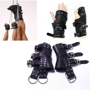 House Of Dasein Black Adult Products Manufacturer Erotic Suspension Foot Restraints Hanging Stainless Steel Handcuffs And Leg Cuffs - Set (Hand Restraint + Foot Restraint)