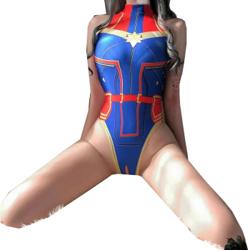 House Of Dasein Sexy Japanese Sukumizu Anime Open Crotch Bodysuit Leotard Cosplay Costumes - Red-Blue