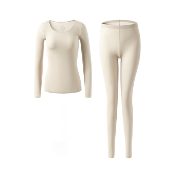 House Of Dasein 37 Degrees Constant Temperature Selfheating Thermal Underwear Winter Ultrathin - Beige Set