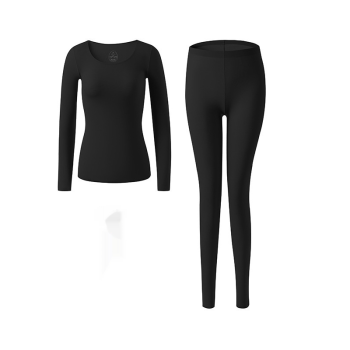 House Of Dasein 37 Degrees Constant Temperature Selfheating Thermal Underwear Winter Ultrathin - Black Set