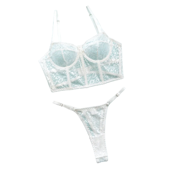Sexy Transparent Leopard Print Temptation Boned Shapewear Camisole Bra Set - White Leopard Print - M