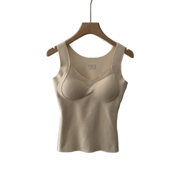 House Of Dasein Warm Vest Winter New Seamless Heating With Padded Fixed Cup Uplift Backless Bra - Apricot - L