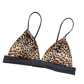 House Of Dasein Triangle Cup Bra Summer Thin Strap Satin Wire Free Bustier Large Chest Minimizer Sexy Lingerie - Leopard Print - Xl