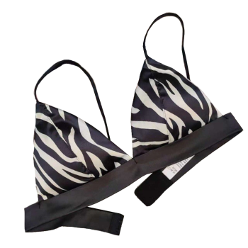 House Of Dasein Triangle Cup Bra Summer Thin Strap Satin Wire Free Bustier Large Chest Minimizer Sexy Lingerie - Zebra - S