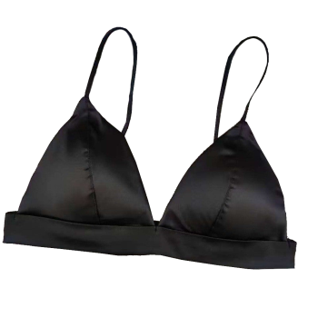 House Of Dasein Triangle Cup Bra Summer Thin Strap Satin Wire Free Bustier Large Chest Minimizer Sexy Lingerie - Black - S