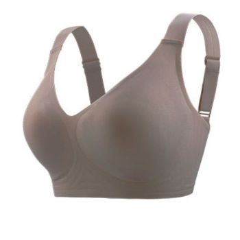 House Of Dasein Women's Deep V Neck Seamless Wireless Gathering Bra - Coffee - M(70E70f75c75d75e)