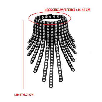 House Of Dasein Black Leather Punk Metal Ring Choker For Women Kitty Collar