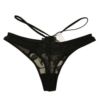 House Of Dasein Sexy Women's Underwear Thin Breathable Embroidered Lace Panties Hip-Lifting Low-Waist Plus-Size Thong - Black - Xl