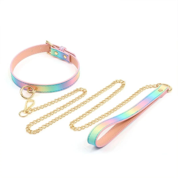 House Of Dasein Adult Sm Products Bdsm Bondage Rainbow Neck Collar And Flirting Leash