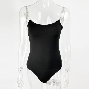 Slim Fit Top Sexy Low Cut Camisole Jumpsuit - Black - S