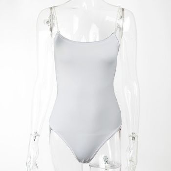 Slim Fit Top Sexy Low Cut Camisole Jumpsuit - White - S