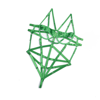 Seductive And Alluring Hollow Out Sexy Bandage Bodysuit Strappy Teddy Bondage - Green - S