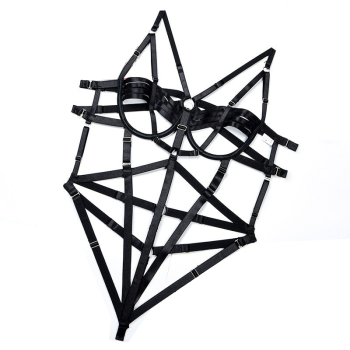 Seductive And Alluring Hollow Out Sexy Bandage Bodysuit Strappy Teddy Bondage - Black - S