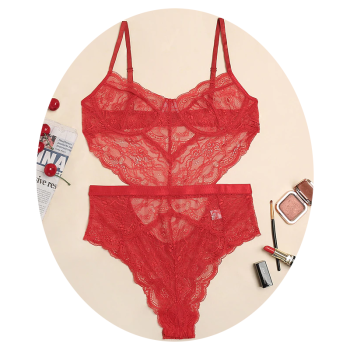 Sexy Lace Sheer Floral Backless Bodysuit Open Crotch Teddy Lingerie Women - Red - S