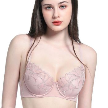 House Of Dasein Sexy Lace Embroidered Underwear Thin Cotton Large Chest Minimizer French Bra Anti-Sagging Plus Size Bustier - Fair Skin - 85C