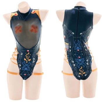 House Of Dasein Punk Anime Girls Dark Cyber Mechanical Cat Cosplay Bodysuit Swimwear Set - Swimsuit M - Only Swimsuit E