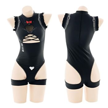 House Of Dasein Punk Anime Girls Dark Cyber Mechanical Cat Cosplay Bodysuit Swimwear Set - Swimsuit M - Only Swimsuit F
