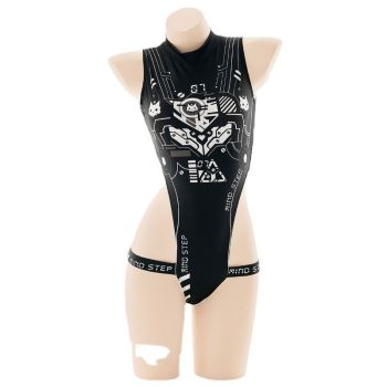 House Of Dasein Punk Anime Girls Dark Cyber Mechanical Cat Cosplay Bodysuit Swimwear Set - Swimsuit L - Only Swimsuit A