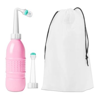 House Of Dasein 500Ml Bidet Sprayer Leakproof Anal Douche Hand Held Wash Shower Enema General Purpose Interface - Pink With Bag