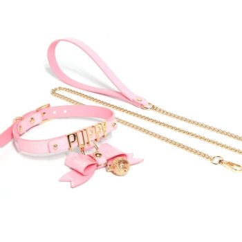 House Of Dasein Bdsm Choker With Glowing Bell Lead Rope Puppy Play Sextoy For Women Couple Collar Bondage Harness Woman Accessories Sexy Cosplay - Pink
