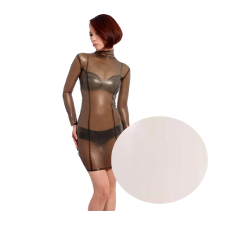 House Of Dasein Women Natural Latex Rubber Dress Transparent Black Tight Costumes Fantasy Fetish - Clear - Xxl