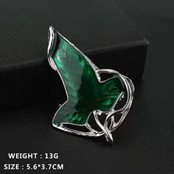 Veile Studios Alloy Elven Leaf Brooch Green Clasp Pin Cloak Costume Accessory - Movie Inspired Gift For Elves Fans