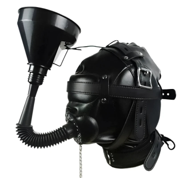 House Of Dasein Pu Leather Sensory Deprivation Head Harness Headgear Open Mouth Gag Removable Funnel Femdom Bdsm Restraint Hood Roleplay - With Funnel - Style A