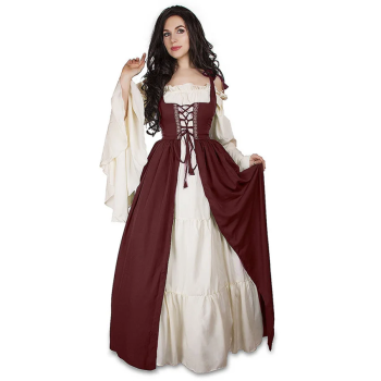 House Of Dasein S-6Xl Medieval Dress Cosplay Halloween Costume For Women Palace Carnival Party - Wine Red - Xl