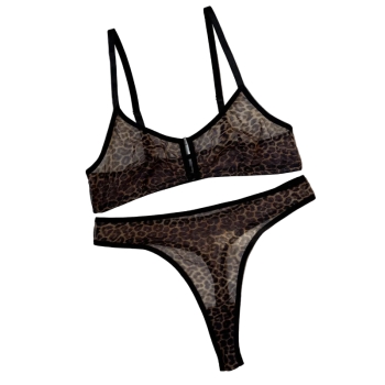 House Of Dasein Sexy Lingerie Set Leopard Print Erotic French Bra Ultra Thin Mesh Underwear - Leopard Print - S