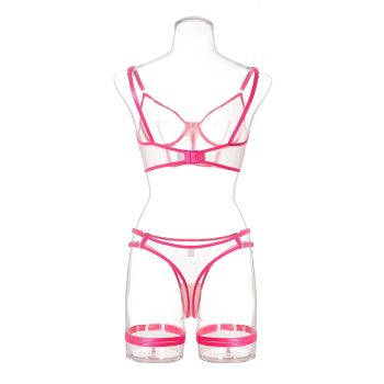 Lace Mesh Sheer Bra For Women With Seductive Design - Rose Red - L