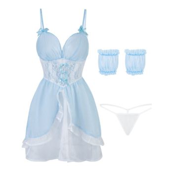 House Of Dasein Fairy Princess Cosplay Sexy Lingerie Women Bowtie Back Dance Stage Costumes - Light Blue - Below 60 Kg