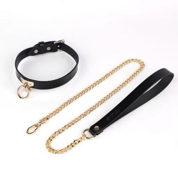 House Of Dasein Bondage Genuine Leather Collar Slave Bed Neck Restraint With Leash Bdsm Erotic Sex Toys For Women Couples Adult Games - Black 1