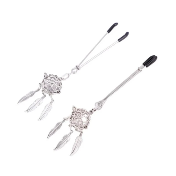 House Of Dasein Tlemeny Metal Feather Lantern Nipple Clamps Clips Bdsm Breast Bondage Restraint Toy - Narrow Silver