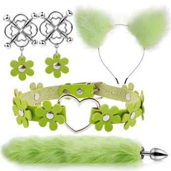 House Of Dasein Cute Fox Tail Anal Plug Cat Ears Headbands Set Adult Toys For Women - Green - Style A