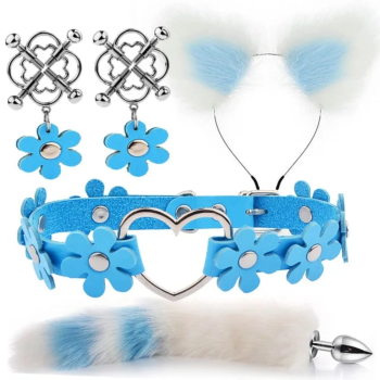 House Of Dasein Cute Fox Tail Anal Plug Cat Ears Headbands Set Adult Toys For Women - Blue - Style D