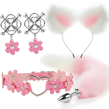 House Of Dasein Cute Fox Tail Anal Plug Cat Ears Headbands Set Adult Toys For Women - Pink - Style B