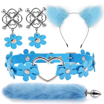 House Of Dasein Cute Fox Tail Anal Plug Cat Ears Headbands Set Adult Toys For Women - Blue - Style A