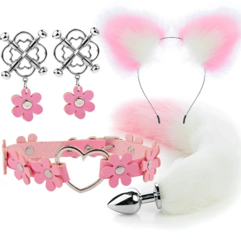 House Of Dasein Cute Fox Tail Anal Plug Cat Ears Headbands Set Adult Toys For Women - Pink - Style C