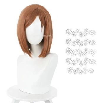 House Of Dasein Anime Kugisaki Nobara Cosplay Wig Brown Orange Short Heat Resistant Synthetic Hair - Wig And Stickers B