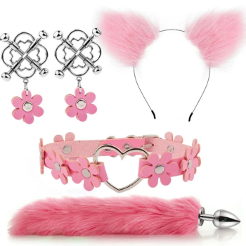 House Of Dasein Cute Fox Tail Anal Plug Cat Ears Headbands Set Adult Toys For Women - Pink - Style A