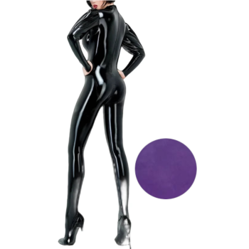House Of Dasein Sexy Latex Gummi Catsuit With Puff Sleeves Handmade Bodysuit For Women And Men - Purple - Women-M - Men