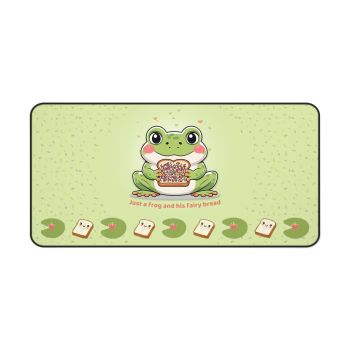 Story Nest Books Cute Frog Desk Mat Kawaii Gaming Mouse Pad Whimsical Office Home Decor Gift For Nature Lovers Pastel Work Or Study - 16" Ã— 32"